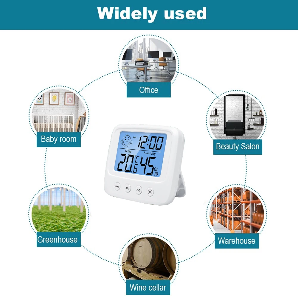 Thermometer Hygrometer LCD Digital Backlight Temperature Indoor Humidity Meter Sensor Electronic Weather Station Meter Room Baby