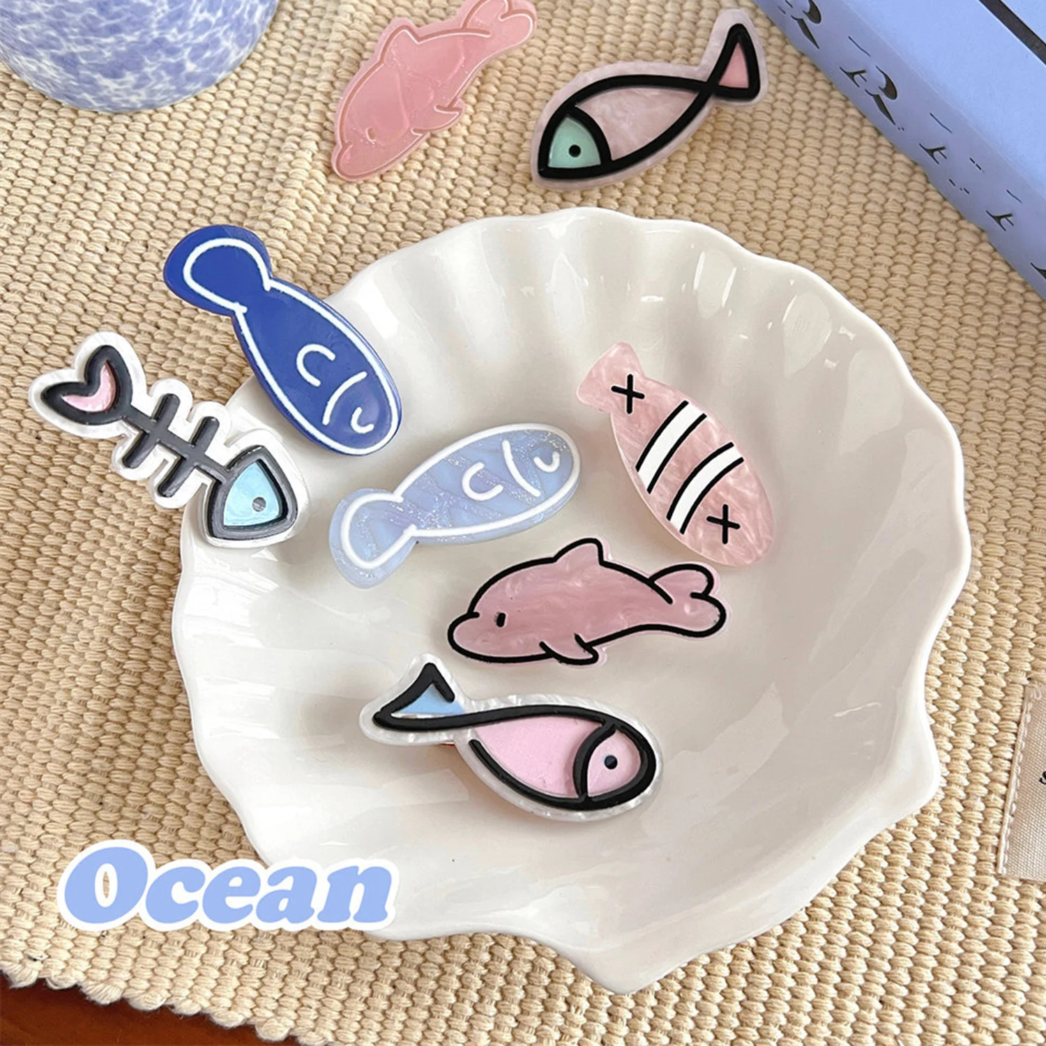 

1/8PCS Cute Cartoon Acrylic Fish Hairpins Baby Girls Creative Hair Side Clip Barrettes Sweet Fish Bone Duckbill Clip