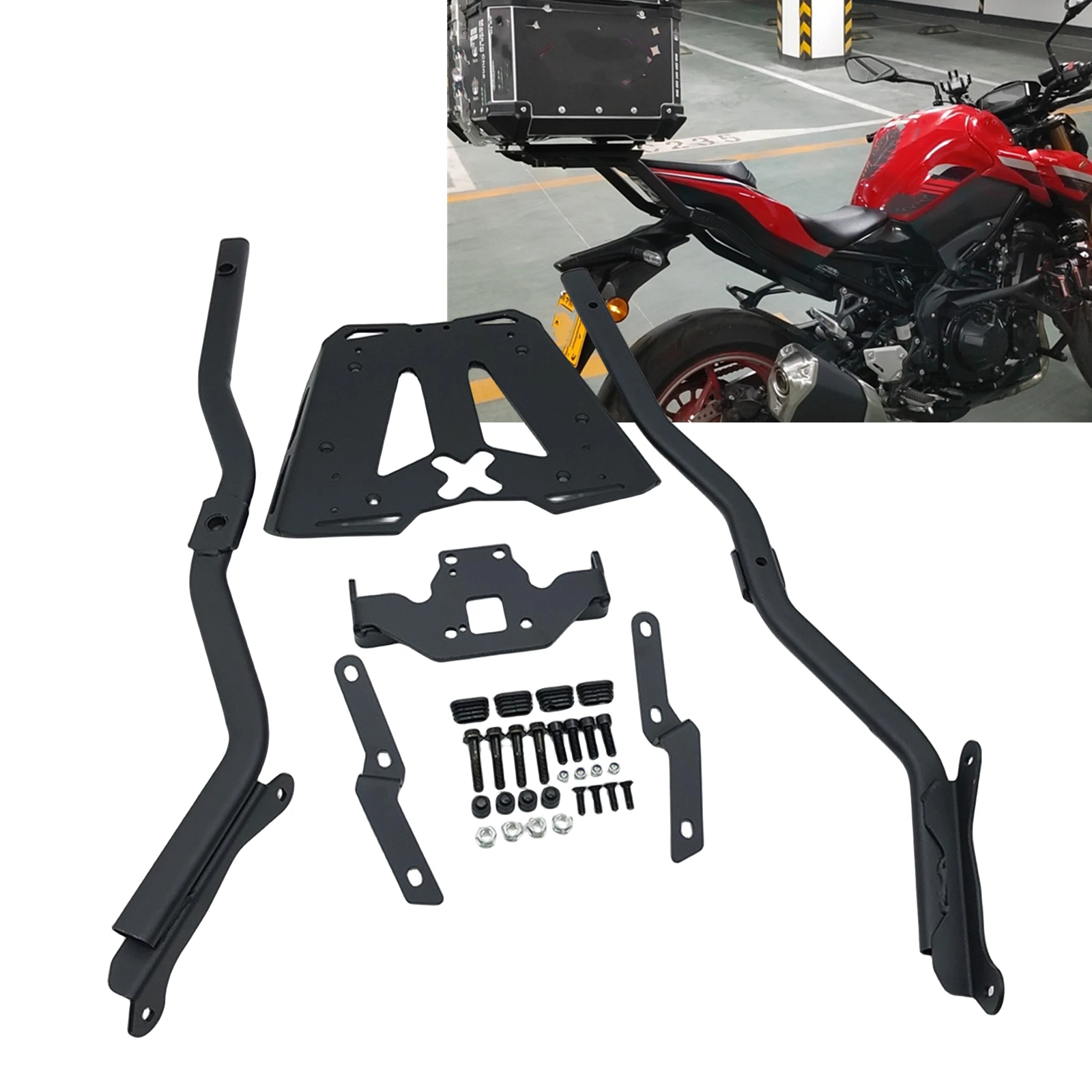 

Motorcycle Rear Rack Luggage Carrier Extension Storage Holder Bracket For Kawasaki Z900 / SE 2017-2023