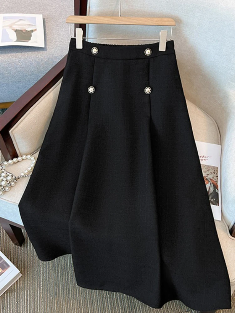 UCXQ Elegant Women Tweed 2 Piece Sets Long Sleeve Ruffle Spliced Jacket+High Waist Fashion Skirt 2023 Autumn Winter New 23A5116