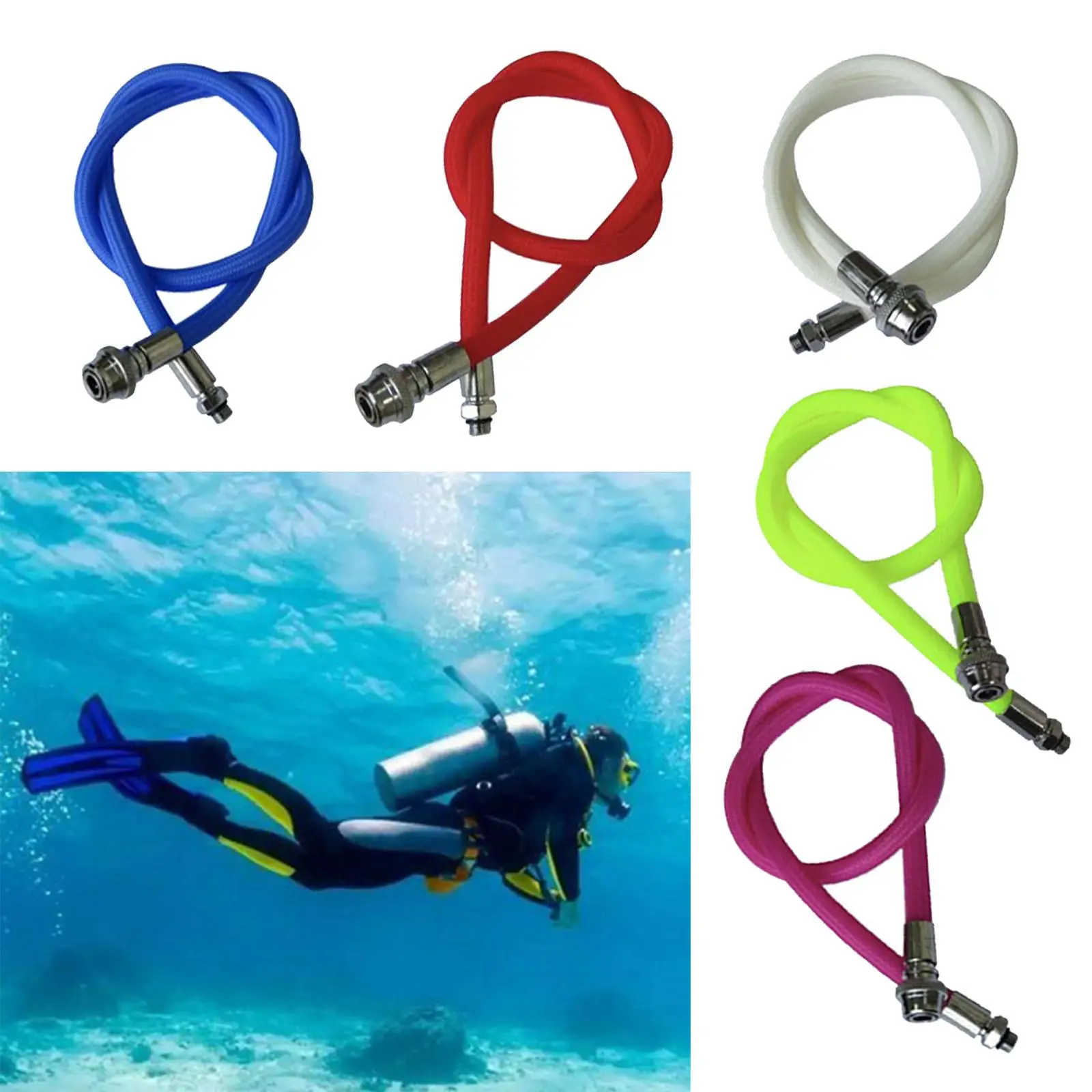 Scuba Diving Low Pressure LP Hose Regulator Gear Replacement Accessory Nylon Braided Hose Water Sports Diver Dive Regulator Scuba Diving Low Pressure LP Hose Regulator Gear Replacement Accessory Nylon Braided Hose Water Sports Diver Dive Regulator