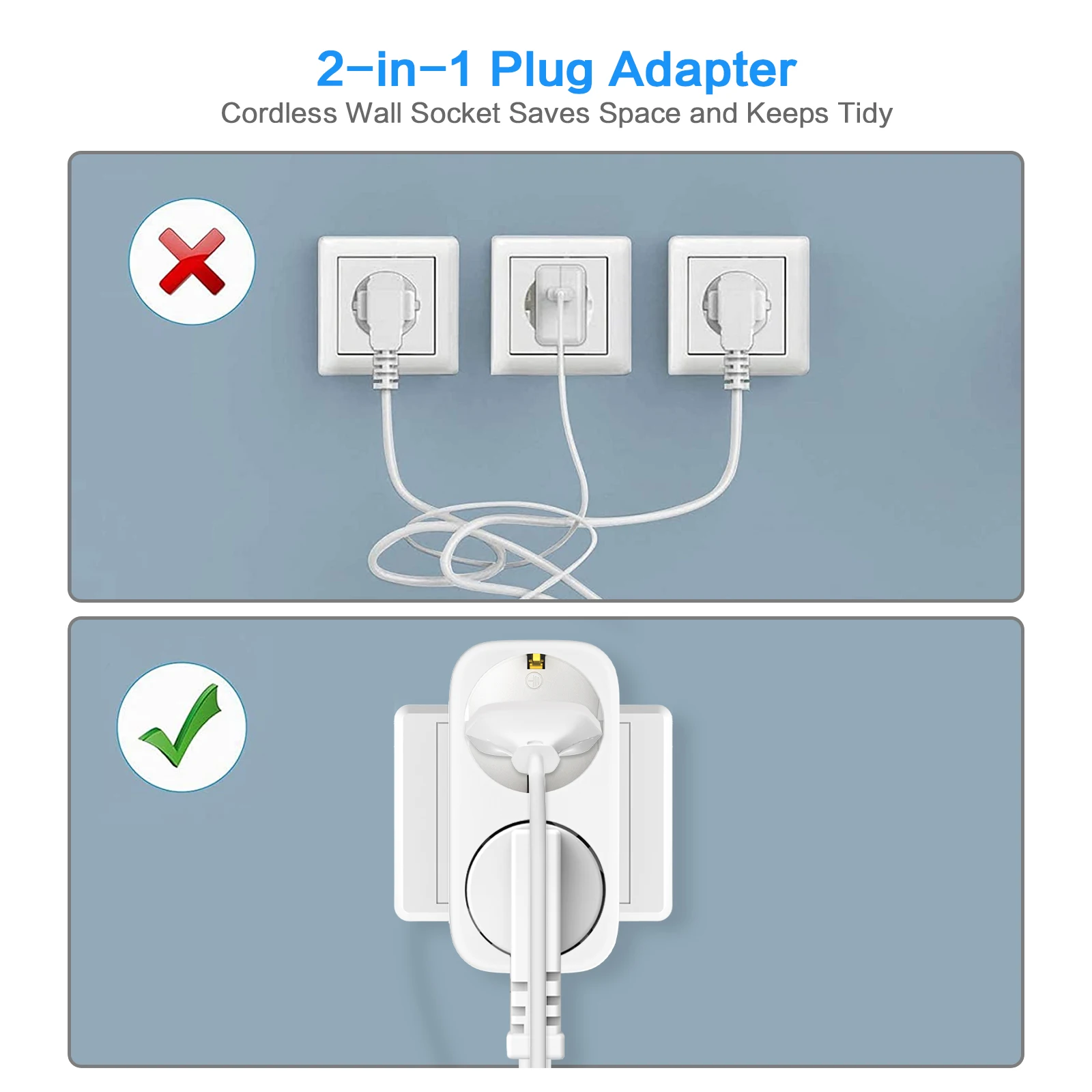 2-in-1 portable travel adapter plug socket adapter, high flame-retardant material travel household expansion socket 5