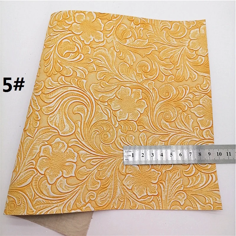 Sunflowers Embossed Vintage Synthetic Leather Fabric Sheets Faux Leather For Bags Shoes Bows DIY Craft Sheets Mini Rolls W017