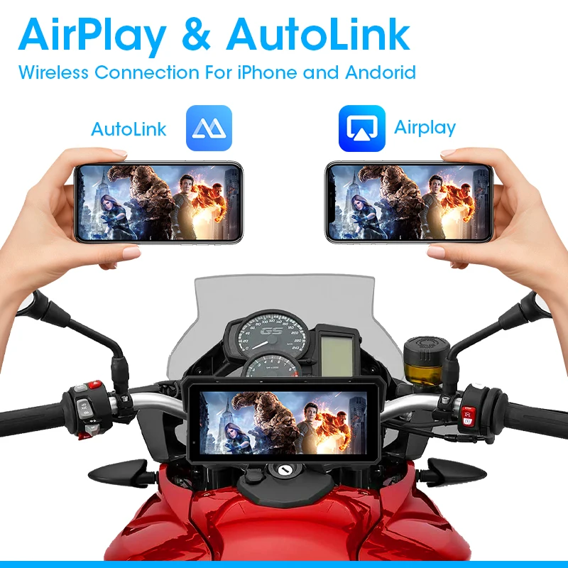 7/8.1Inch Portable Motorcycle Multimedia Player Wireless CarPlay Android Auto GPS Navigation Airplay Display Screen BT Waterproof motorcycle navigation display motorcycle navigation screen