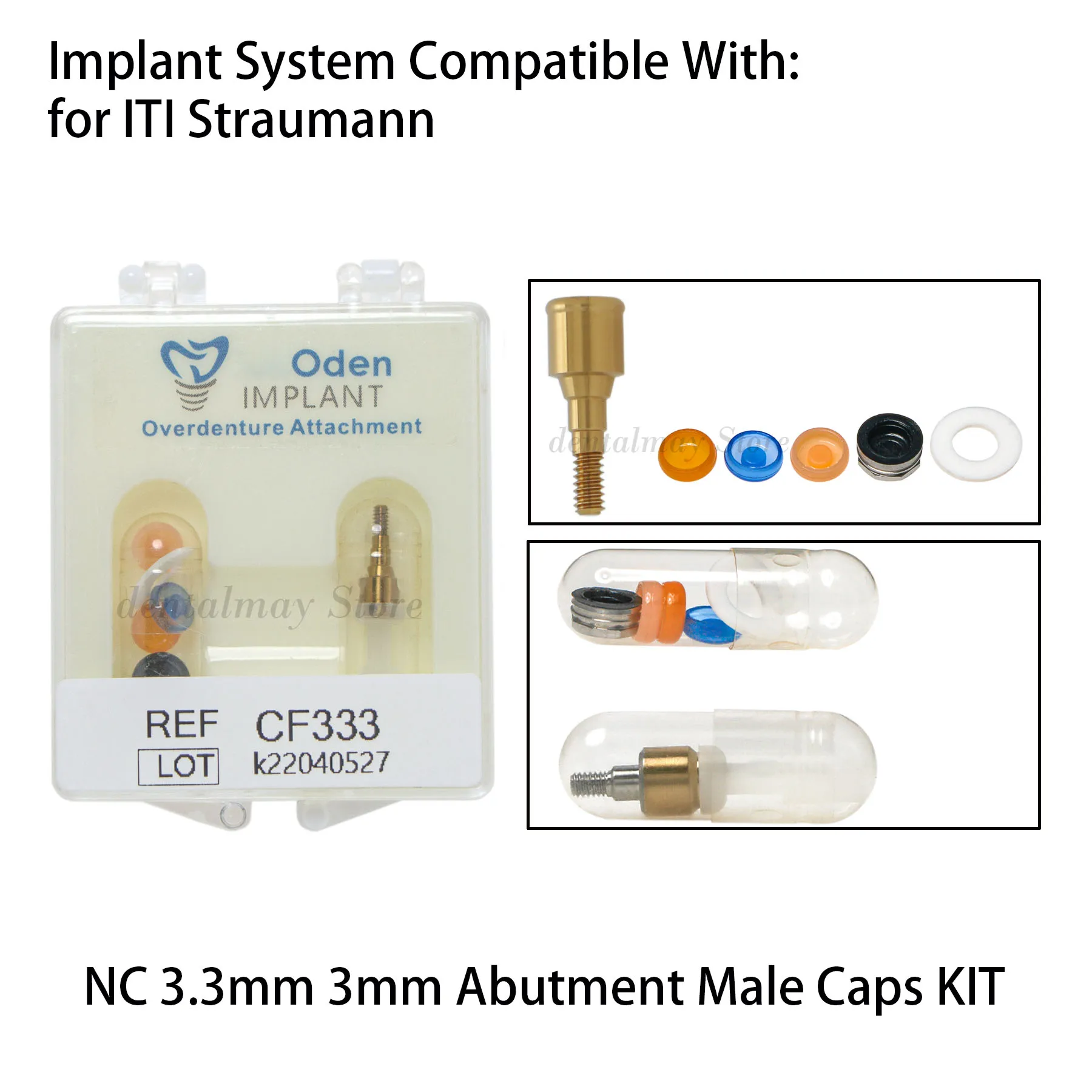 

Dental Implant Attachment Abutment&Overdenture Male Caps Kits fits ITI NC Ø3.3 3mm