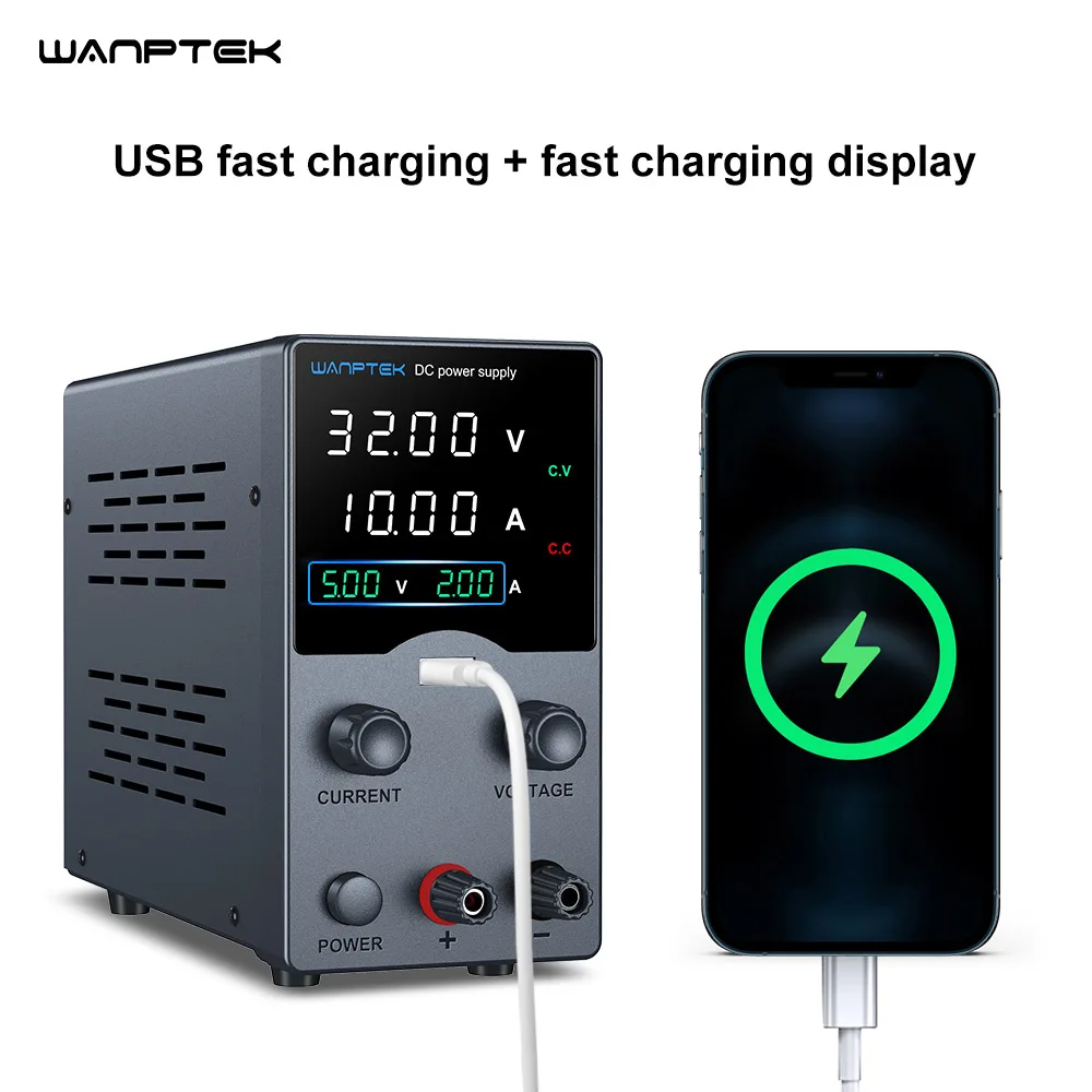Wanptek-regulador de Tensão de Fonte de Alimentação dc Display de Dígitos Usb Ajustável 30v 10a Fontes de Alimentação de Laboratório 60v 5a 120v 3a