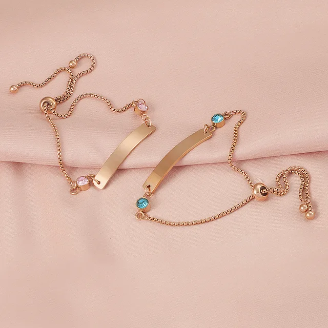 Fnixtar 10 pièces Bracelet d'amant en acier inoxydable réglable rose bleu strass Bracelets Couple amoureux cadeau