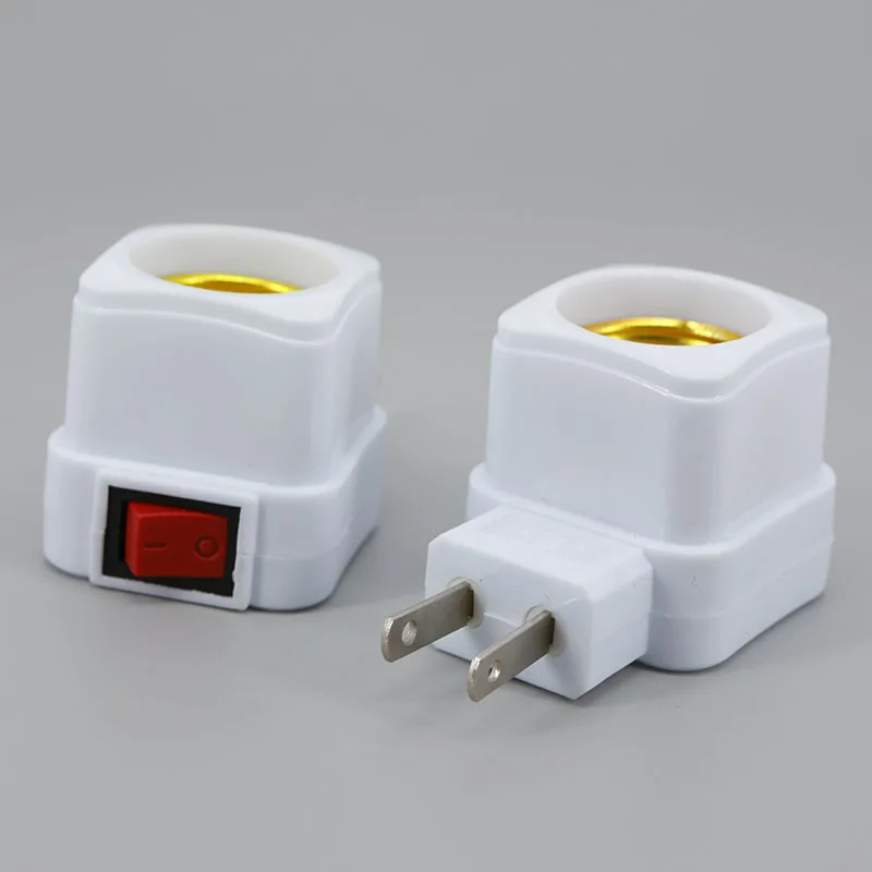 LED Night Light Square E27 AC EU/US Plug Power Bulb Holder Socket Base Adapter ON/OFF Switch Converter