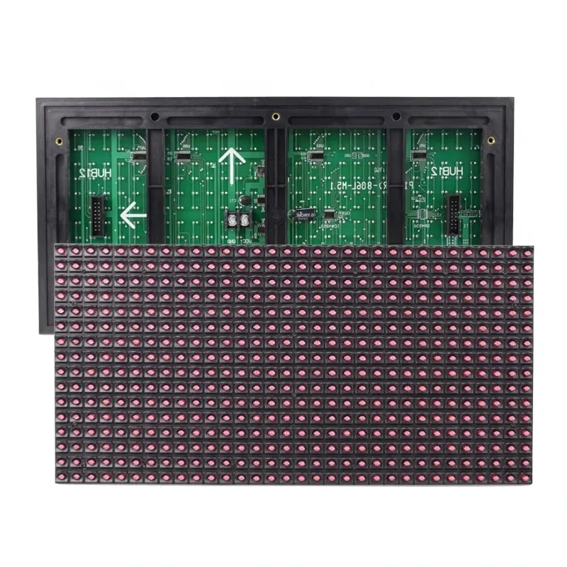 DIP P10 실외 단일 빨간색 LED 디스플레이 전자 광고 모듈, 플러그 램프 도어 헤드 스크린 모듈