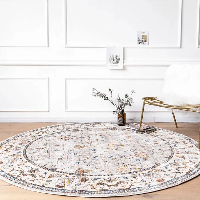 Round Living Room Carpet Retro Light Luxury Bohemian Style Bedroom Rugs Nordic Plush Fashion Coffee Table Mats Ковер Alfombra 러그