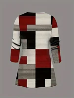 Plus-size women's 3-piece set: color-blocked printed cardigan jacket paired with trousers and vest for a casual everyday look. - Image 2