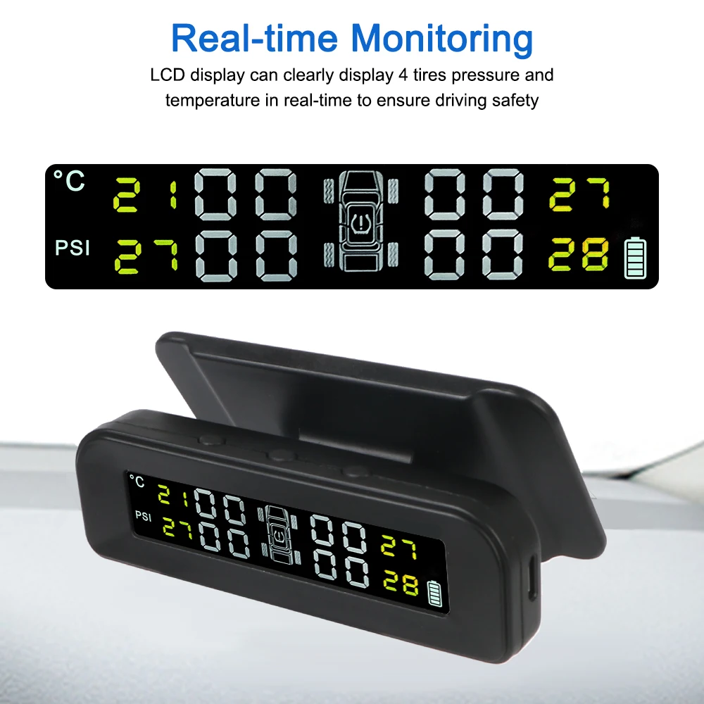sistema de monitoramento de pressão de com sensores energia carro display lcd tmps