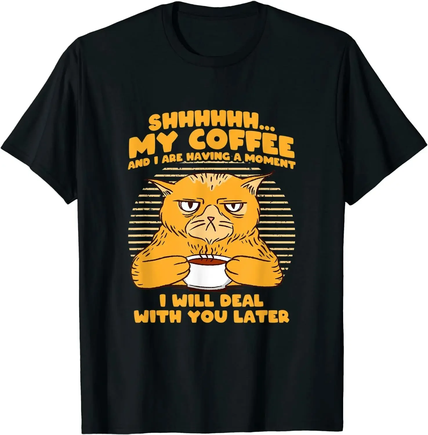 

My Coffee And I Are Having O-Neck Cotton T Shirt Men Casual Short Sleeve Tees Tops Harajuku Streetwear