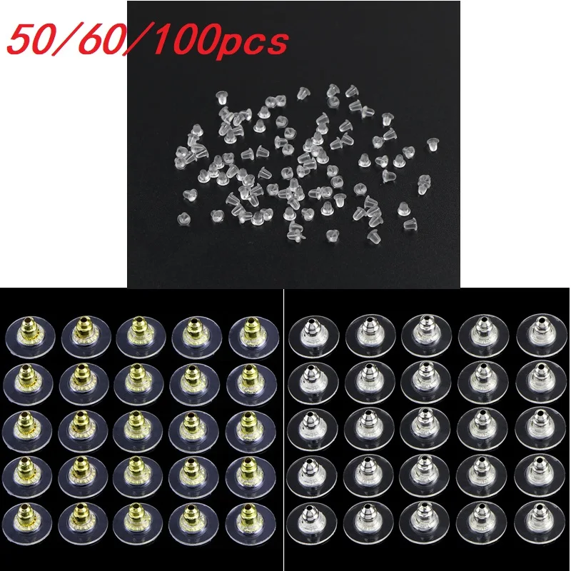 

50/100pcs Stud Earring Transparent Rubber Stoppers Silicone Round Ear Plugging Blocked Earring Backs Stoppers EarEarstud Finding