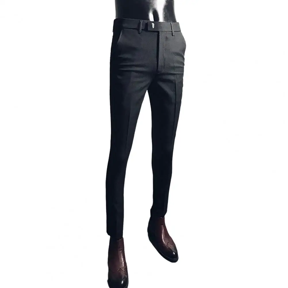 

Popular Office Social Trousers Good Touch Temperament Men Cropped Pants Slim Fit Zipper Fly Business Pants