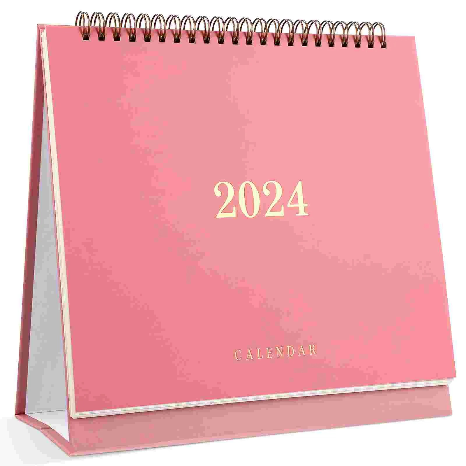 Jan 2024-Jun 2025 Table Calendar Note Blocks Planner Monthly Calendar Thick Paper Desk Calendar (Pink)