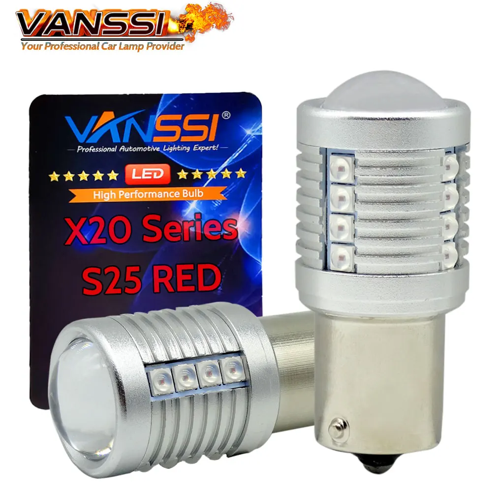 

VANSSI 2pcs P21W BA15S 1156 LED Bulbs 1157 BAY15D P21/5W Super Bright Car Tail Brake Light Stop Lamps 2057 7518