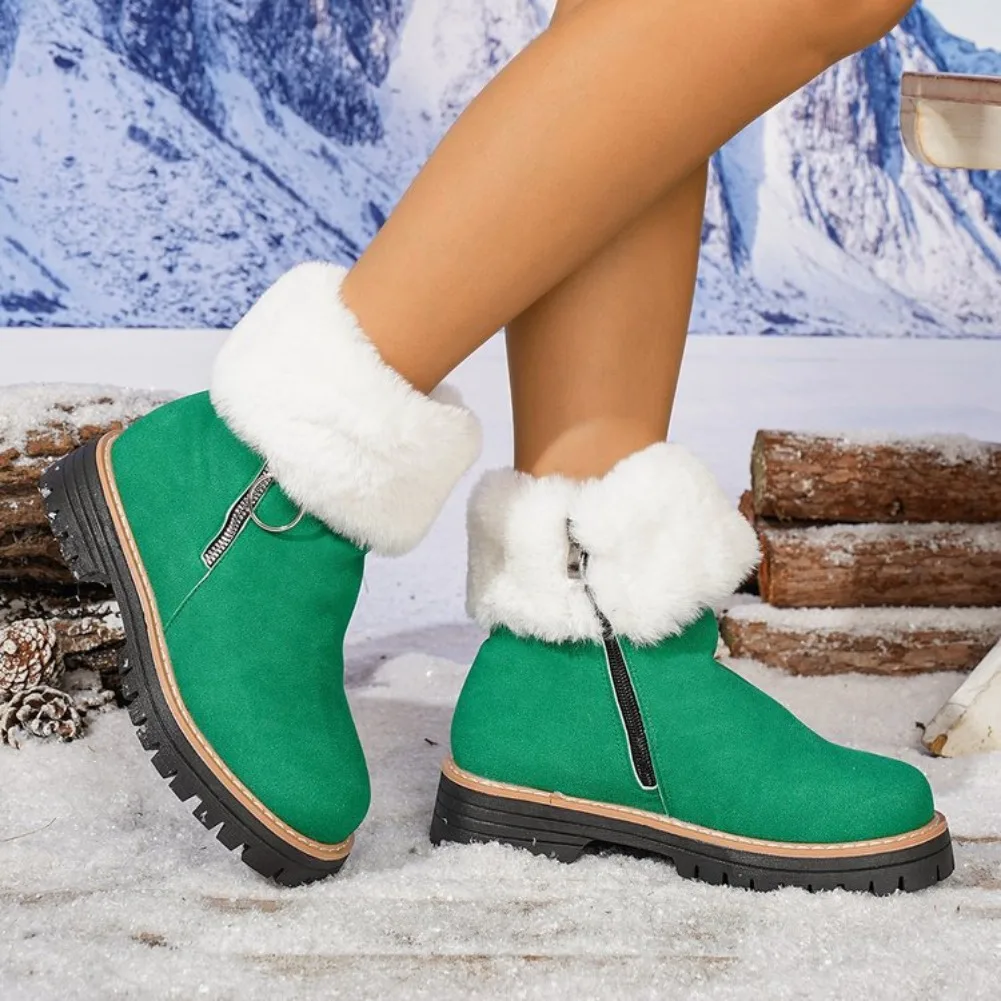 Woman Snow Boots 2025 New Anti-Slip Platform Winter Boots Woman Comfortable Keep Warm Plush Shoes Furry Faux Fur Shoes for Women