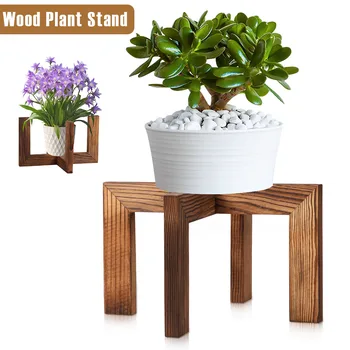 Supporto per piante in legno Supporto per vasi da fiori per interni Supporto per piante moderno e alla moda semplice Robusto decorazione per la casa in legno per balcone dell'home office 1