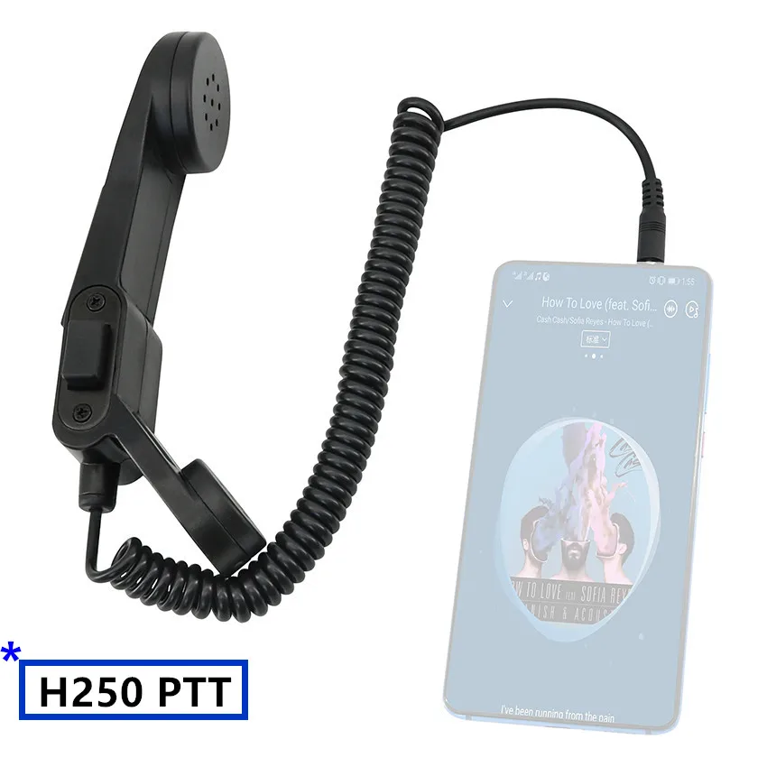 H250-PTT Handheld Phone Hand Microphone Element Communication Station Handle Mic 3.5mm Jack For Mobile Phone