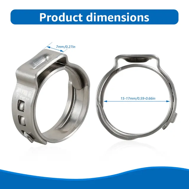 Lot De 20 Colliers Double Oreille Acier Inox 304 - Diamètre 17-20mm - Pour Tuyaux Carburant, Eau, Air