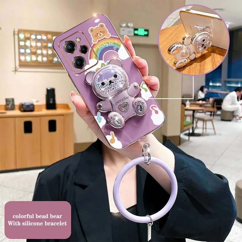 Rainbow Raccoon Holder Plating Phone Case Cover
