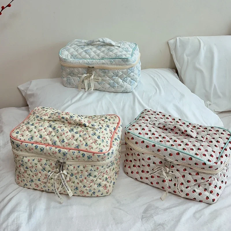 

Стеганая Вельветовая вместительная косметичка, Женская Портативная сумка в форме коробки