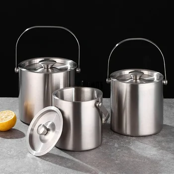 2/3/4L Stainless Steel Insulated Ice Bucket Double Walled Beverage Tub Ice Container champagne wine beer colder bar Accessories