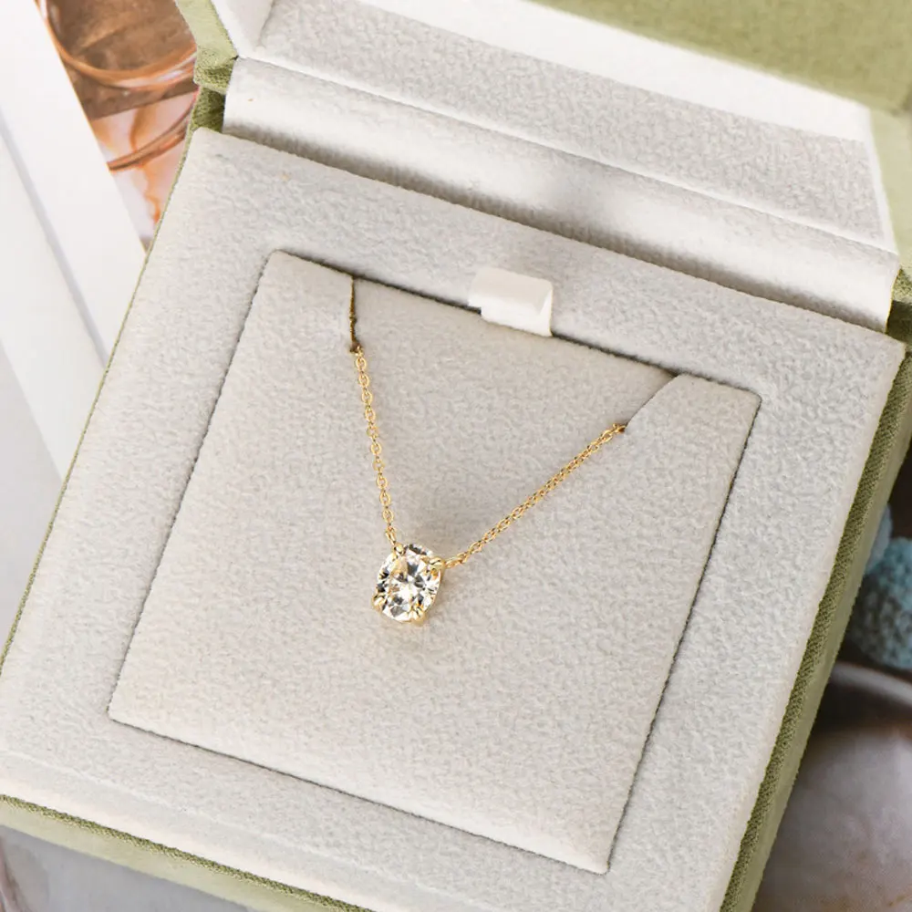 2 CT Oval Cut Moissanite Necklace Solitaire Pendant