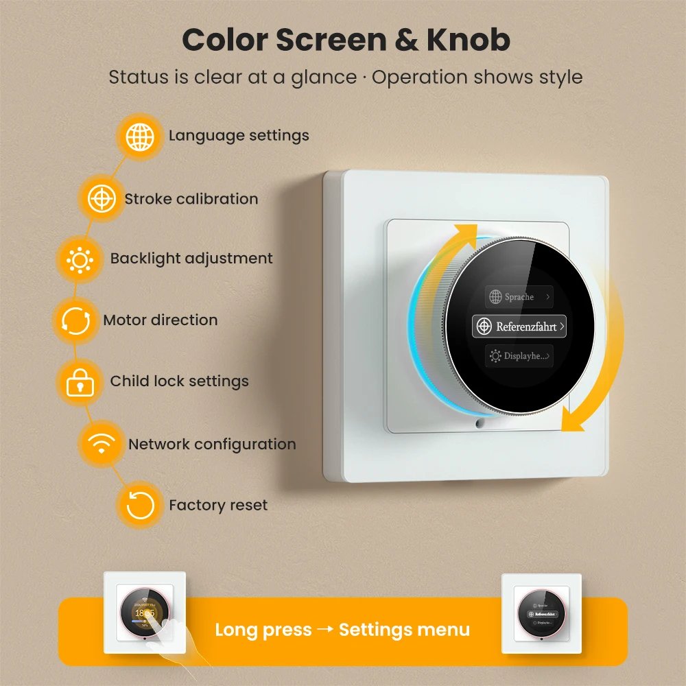 AVATTO WiFi 스마트 노브 커튼 스위치, 롤러 블라인드 셔터용, 정밀 백분율 제어, Tuya Alexa Google Home과 호환
