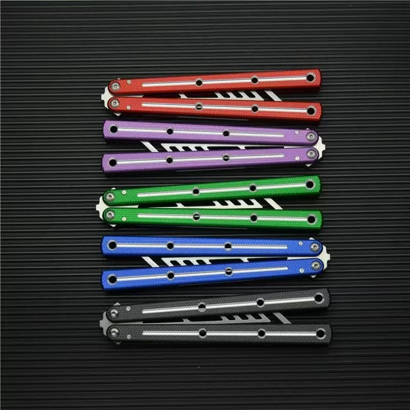 2024 새로운 Balisong 연습 도구 EDC 접이식 알루미늄 합금 손잡이 연습 훈련 손 도구