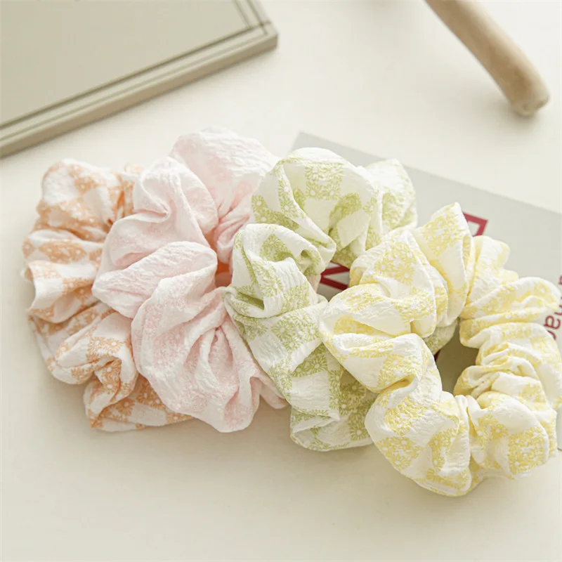 2022 INS Kroean Summer Bloom Scrunchies Cotton Print Flower Elastic Ribbons Bands Ponytail Holder Hair Rope Ribbons For Women ever bloom ginza flower