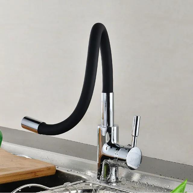 Rotatable Universal ดัดอ่างล้างจานร้อนและเย็น Dual-ใช้ก๊อกน้ํา 304 สแตนเลสสตีลซิลิโคนก๊อกน้ําอ่างล้างจาน 6