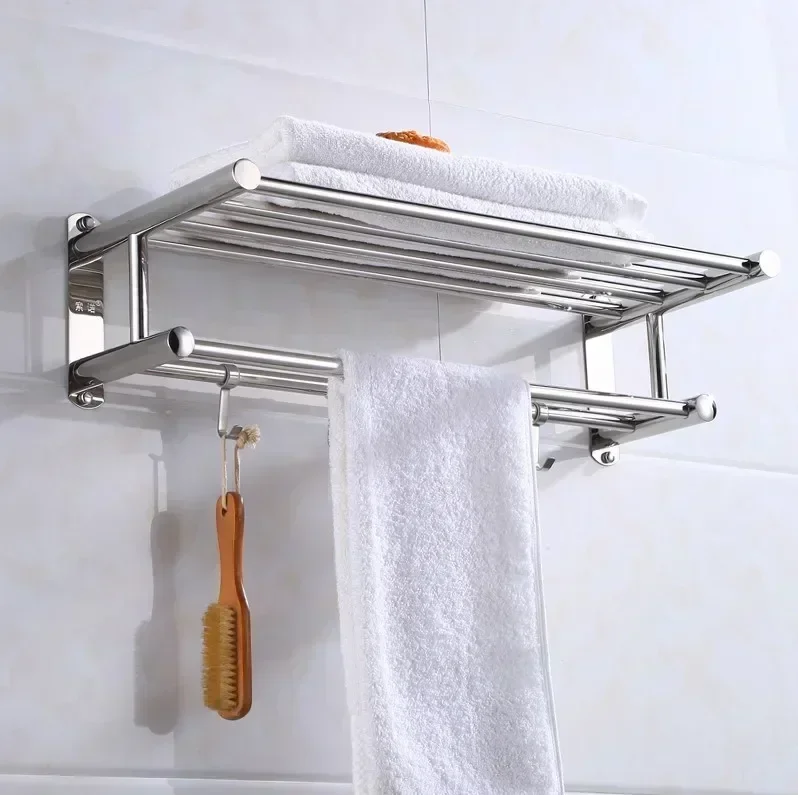 Towel Rack 40/50/60cm with Movable Hooks Steel Bathroom Kitchen Towel Holder Wall Mounted Rack for Home Hotel Accessories