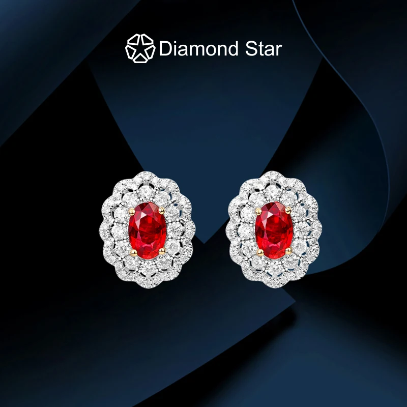 

Lab grown ruby stud earrings for women customized S925 9k 18k gold moissanite fancy earrings present for wedding engagement