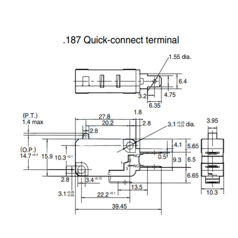 2pcs Panasonic Mirco Switch 0.1A Current Large Micro Switches No Noramally 2pin open microswitch conatact switch