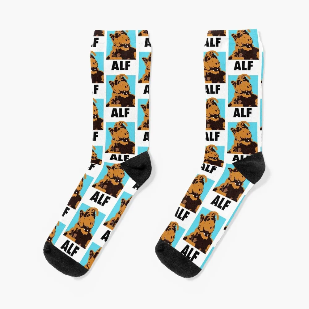 

Happy ALF Cartoon Poster Socks sport floor Antiskid soccer ankle Ladies Socks Men's