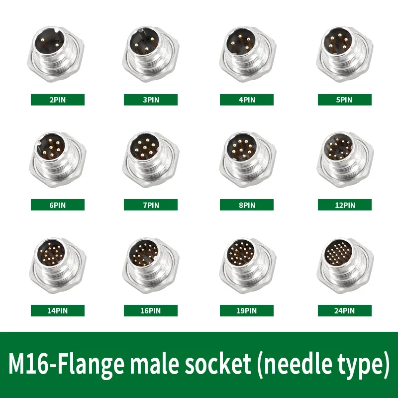 

5/10/20PCS J09 formal aviation flange male socket M16-2 3 4 5 6 7 8 12 19 24 pins metal connector