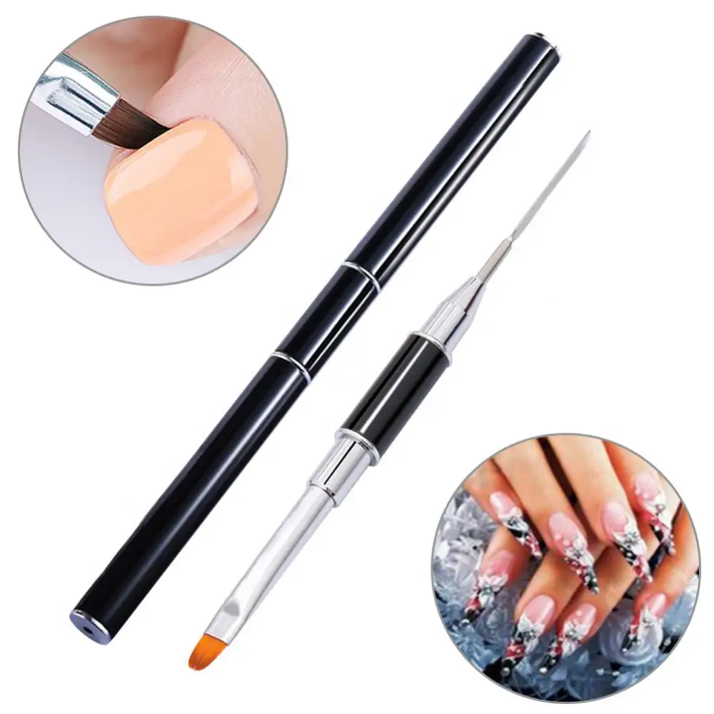2 Style Nail Art Brush Set Acrylic Drawing Liner Supplies Brush Gems