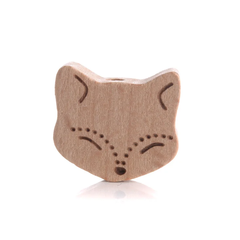 10Pcs Beech Beads Heart Butterfly Rainbow Elephant Flower Animal Wooden Beads for Bbay Chew Teether Beads Pacifier Clips Chain