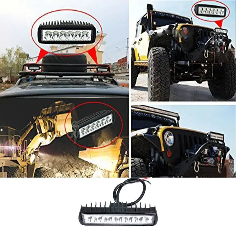 Work Light 2PCS 18w 6 LED Car Work Light DRL Spotlight High Bright Waterproof Auto Offroad SUV Truck Headlights Driving Lamp 12V 24V 6000K