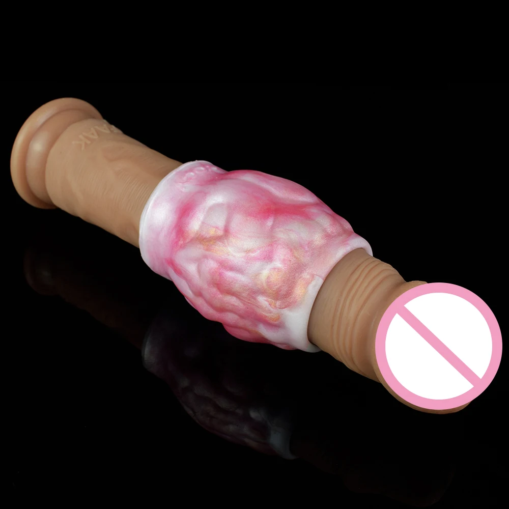FAAK Soft Silicone Knot for Dildo Phoenix Design Penis Enlargement Ring Anal Sex Stimulate Mixed Color Sex Toys for Men Sheath — view 4
