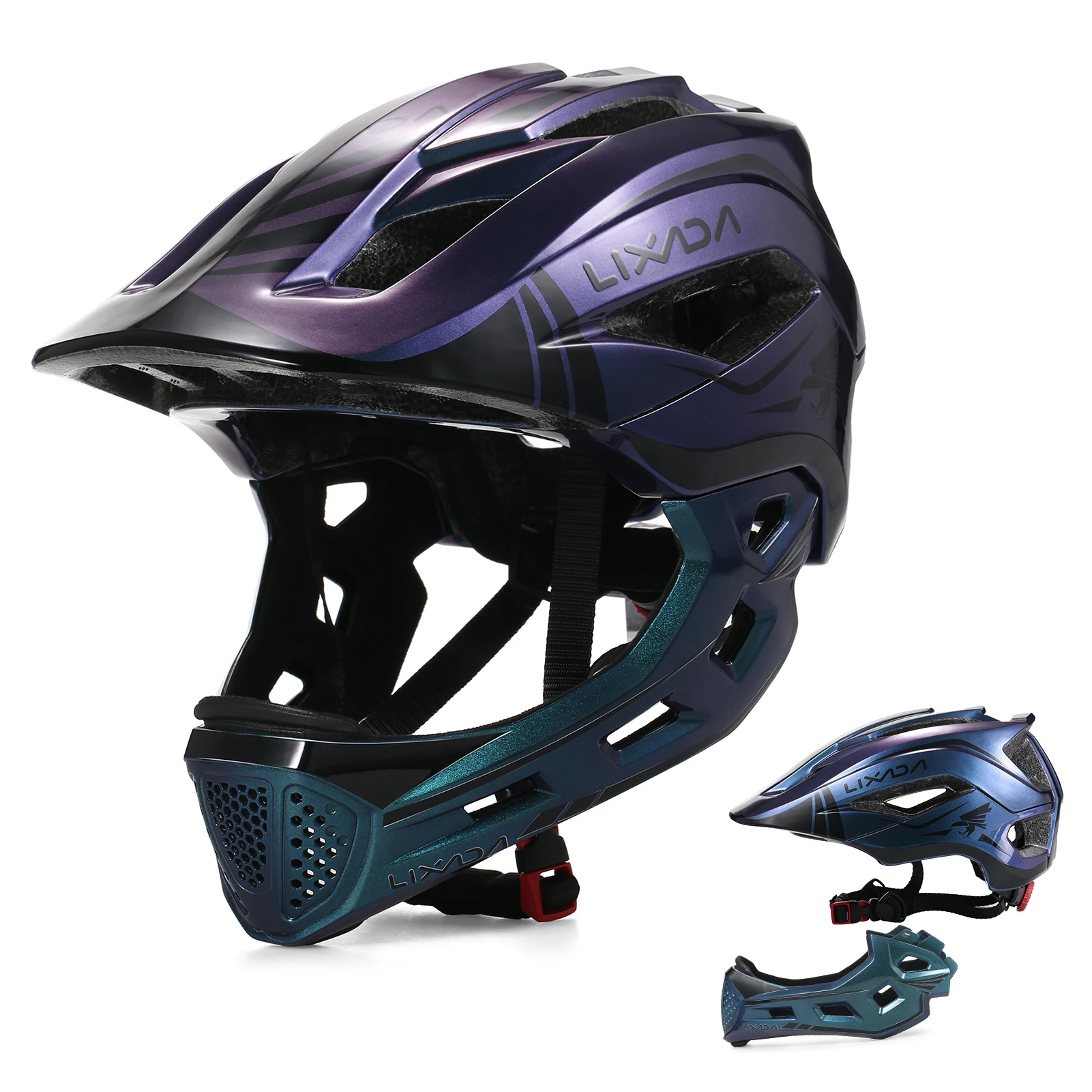 Kids Detachable Full Face Helmet Children Sports Safety Bike Helmet Protective Gear Cycling Skateboarding Roller Skating Scooter 2
