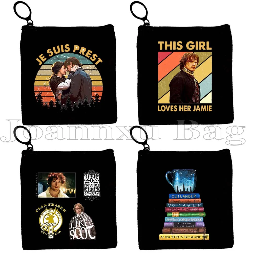 Outlander Jamie and Claire Fraser Some Like It Scot Retro Fan Gifts Canvas Coin Purse Key Case Small Bag Wallet Zipper Pouch