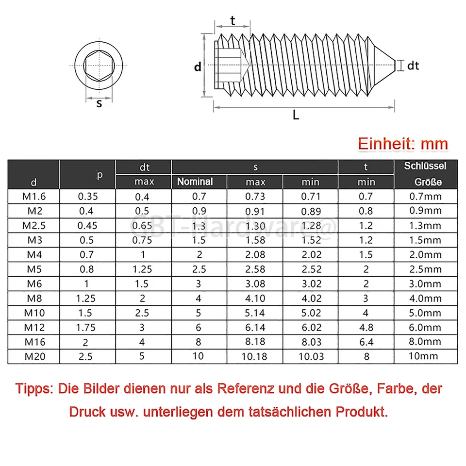 Grano SECCARO Con Punta Conica M5 X 30 Mm, Acciaio Inox V2A VA A2, DIN 913 / ISO 4026, Esagono Incassato, 20 Pezzi - Foto 12