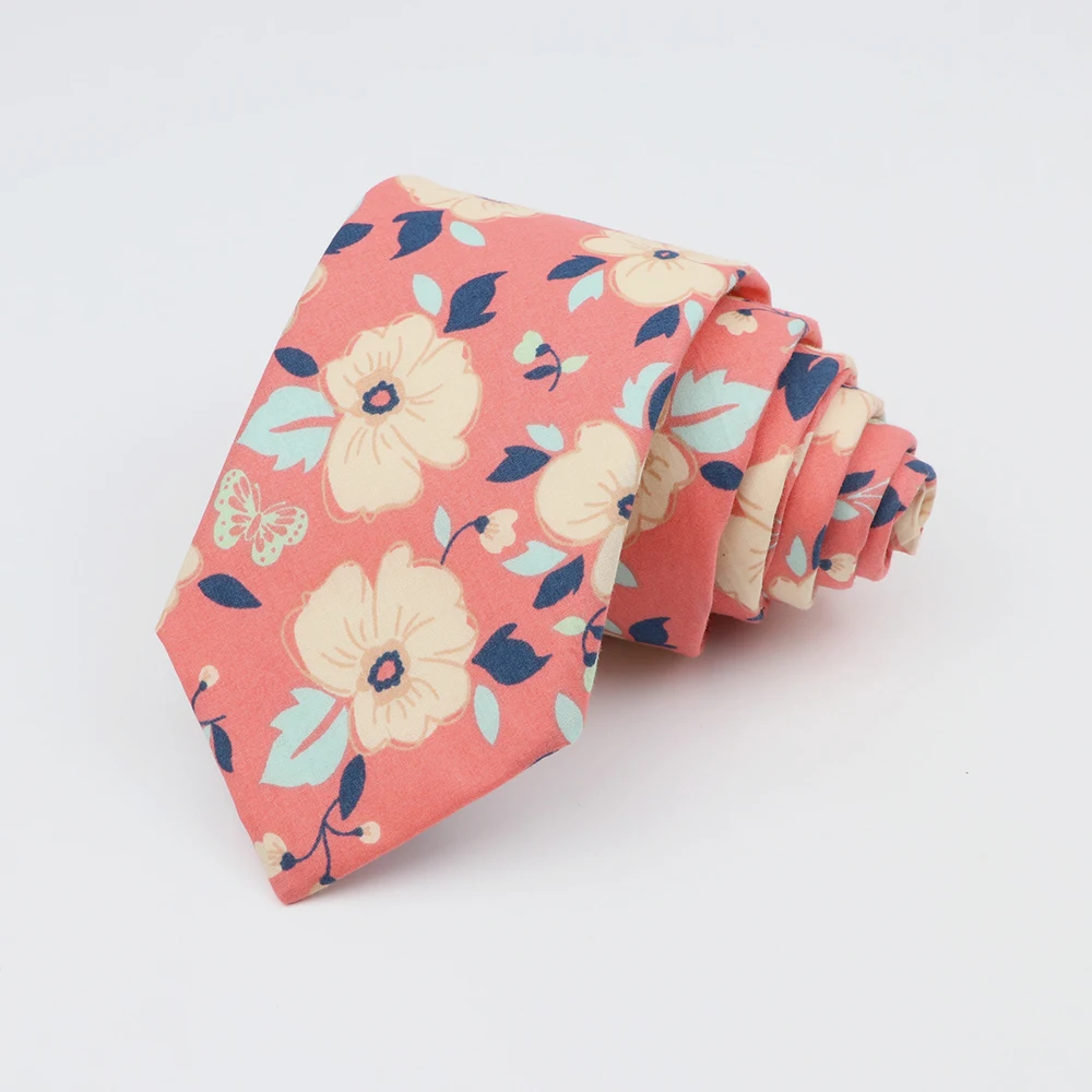 Cotton Floral Tie For Men Women Flower Necktie Skinny Cravat Wedding Party Suit Shirt Collar Accessory neck tie