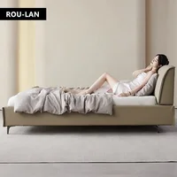 Lit en cuir souple minimaliste moderne, lit Queen, chambre principale, lit de mariage, lit double créatif, lit King 2