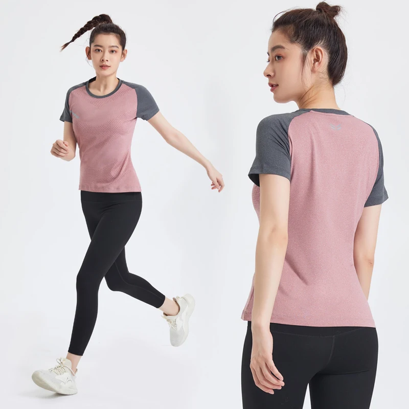 2023 Summer Sports T-shirt Training Fitness Clothes Women's Short-sleeved Sweating Non-stick Body Icy Breathable Yoga Top