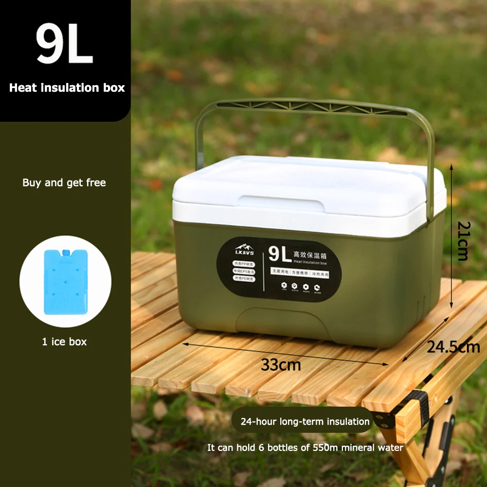 Cooler Bag 6/9L Household Cooler Box Large Capacity Food Storage Box Heat Preservation Fresh-Keeping Incubator for Outdoor Camping Fishing