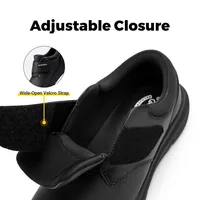Chaussures Extra larges en cuir pour hommes, chaussures de marche pour diabétiques, orteils orthopédiques, pieds gonflés, antidérapantes, avec Support de voûte plantaire 4